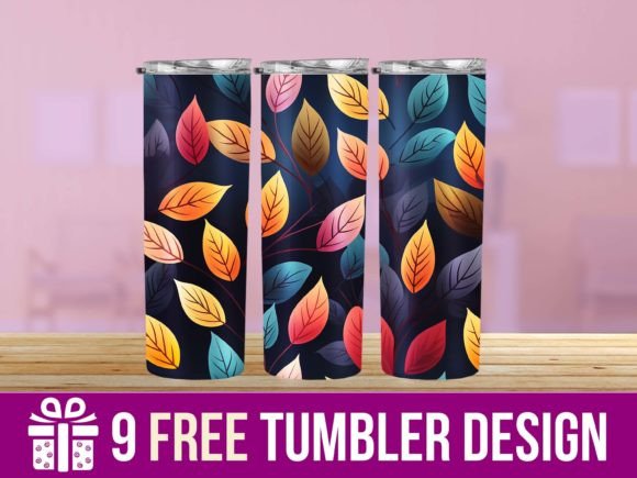 3D Autumn Leaf Tumbler Wrap Designs for Crafts & Graphics