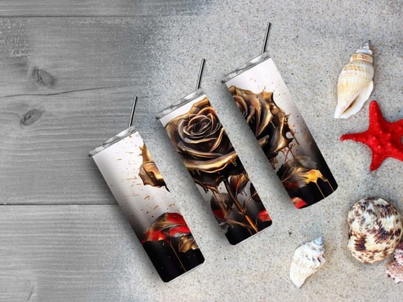 3D Black & Golden Tumbler Wraps: Graphics for Crafts