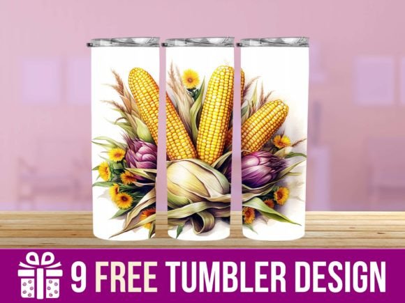 3D Corn Sunflower Tumbler Wrap Designs