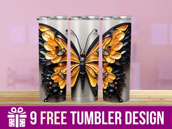 3D Cute Butterfly Tumbler Wrap Designs Review