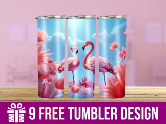3D Cute Flamingo Tumbler Wrap Graphics for Crafts