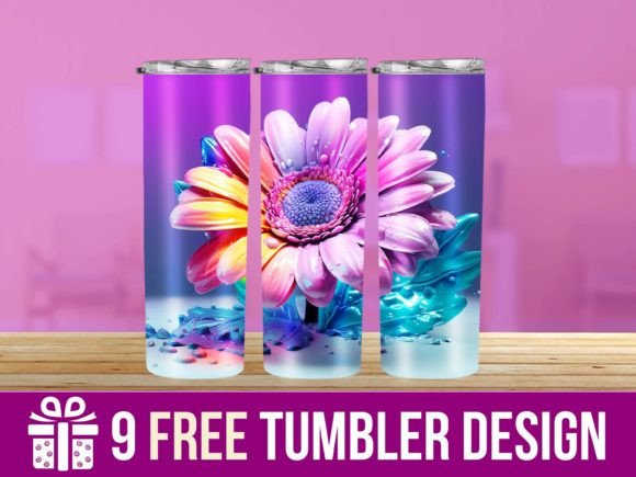 3D Cute Floral Tumbler Wrap Designs
