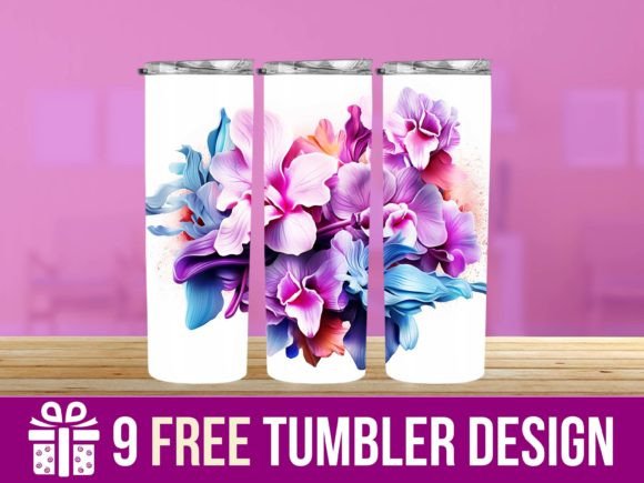 3D Cute Flower Tumbler Wrap Designs: Graphics for Crafts Brands