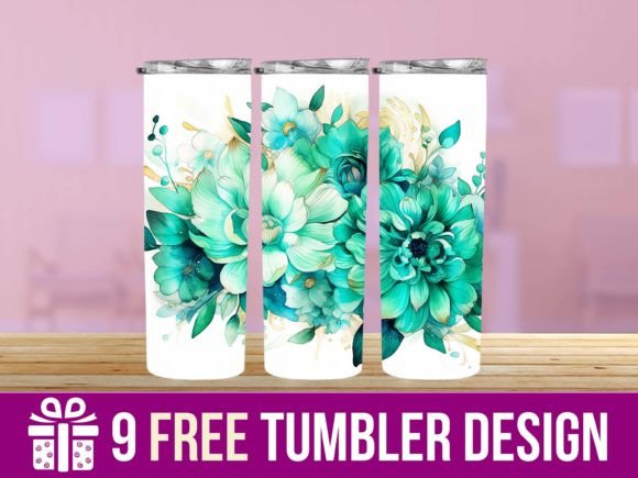 3D Cute Flowers Tumbler Wraps: Graphics for Crafts & Branding