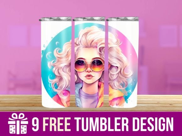 3D Cute Girl Tumbler Wrap Designs: Graphics for Crafts Brands