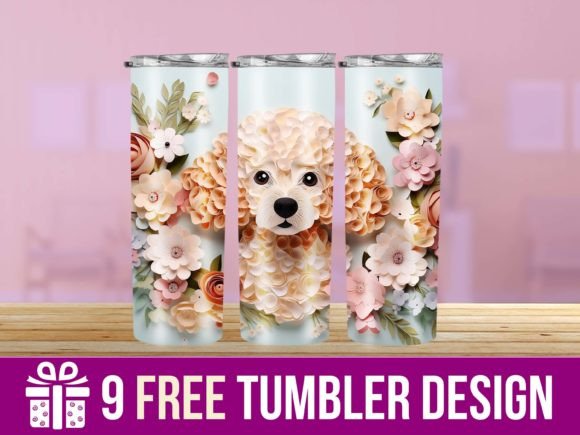 3D Cute Poodle Tumbler Wrap Graphics & Crafts Review