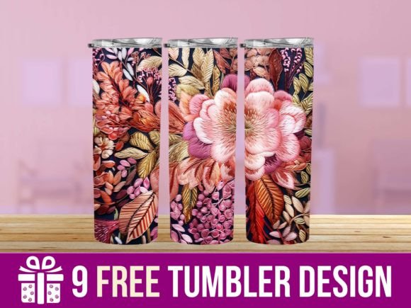 3D Floral Flowers Tumbler Wrap Designs: Graphics for Crafts