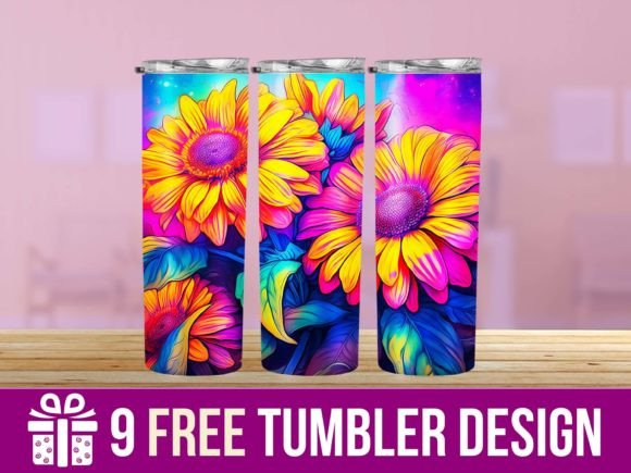 3D Flower Watercolor Splash Tumbler Wrap Crafts Graphics