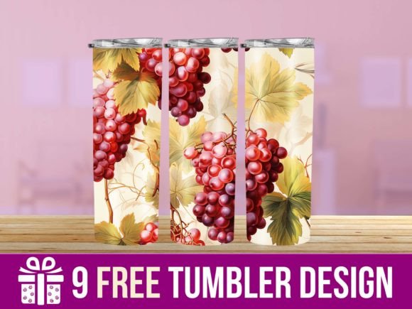 3D Grapes Tumbler Wrap Designs: Graphics & Crafts