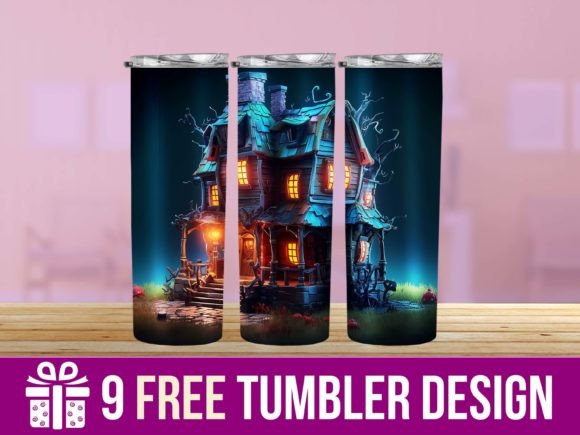 3D Haunted House Tumbler Graphics for Crafts