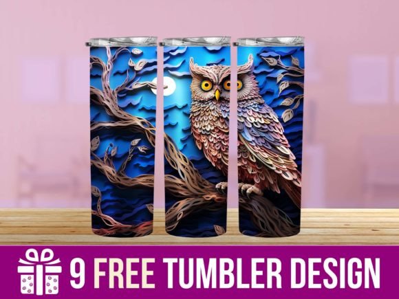 3D Owl Tumbler Wrap Designs: Graphics for Crafts
