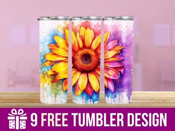 3D Sunflower Tumbler Wrap Designs: Graphics for Crafts