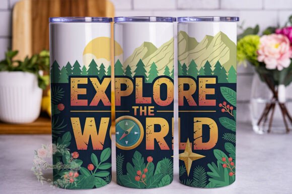 Explore World Nature 20oz Tumbler Wrap Graphics