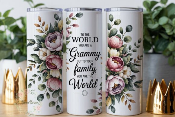 Grammy World Floral 20oz Tumbler Wraps Graphics