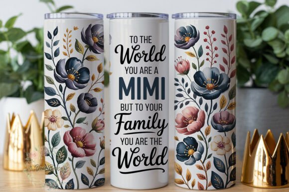 Mimi the World Floral 20oz Tumbler Wrap Graphics