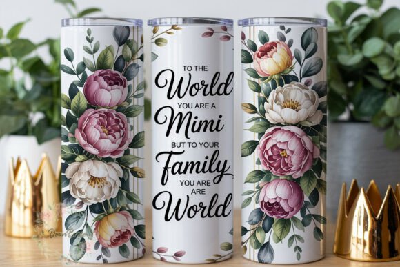 Mimi World Floral 20oz Tumbler Wrap: A Floral Graphic for Tumbler Wraps