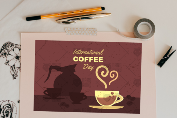 Retro International Coffee Day Illustration: Graphics & Branding