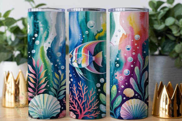 Vibrant Underwater World Skinny Tumbler Wraps & Graphics