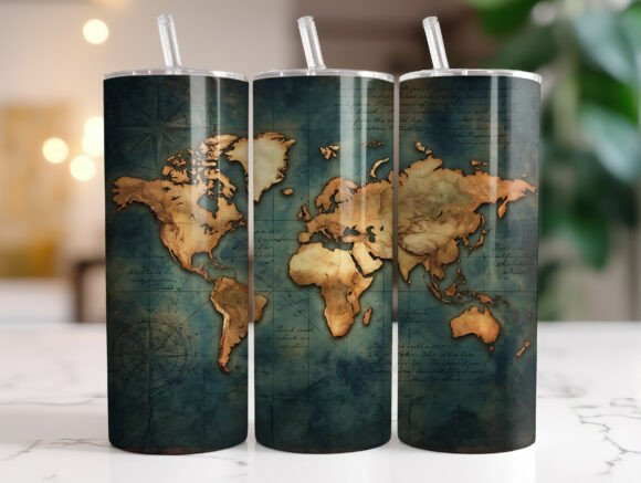Vintage World Map Travel Tumbler Wraps Graphics Review