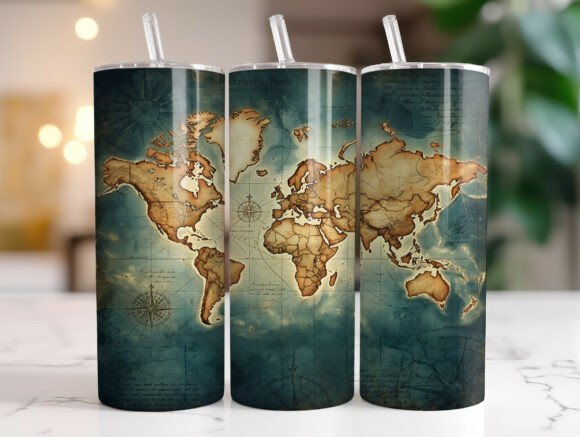 Vintage World Map Tumbler Wrap Graphics: A Designer's Review