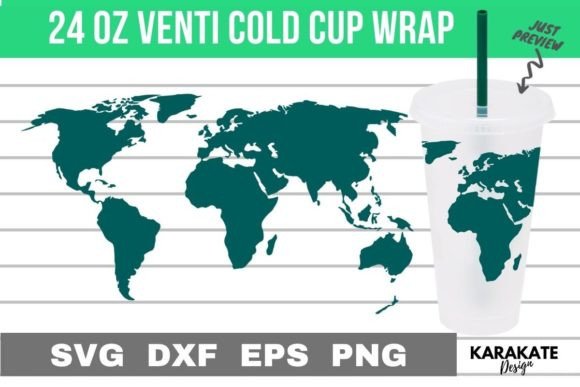 World Map 24 Oz Venti Cup Wrap SVG: Graphics & Crafts Review