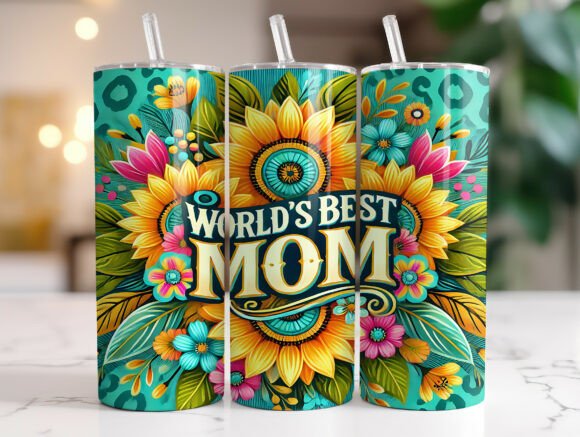 World's Best Mom Tumbler Wrap PNG Graphics for Tumbler Wraps