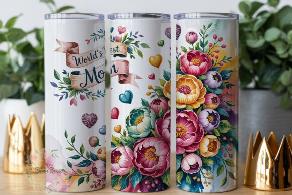 World’s Best Mom Floral 20oz Tumbler Wraps Graphics
