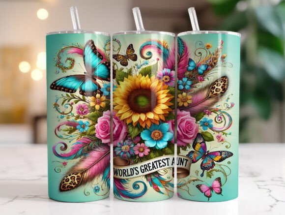 World’s Greatest Aunt 20 Oz Tumbler Wrap Graphics