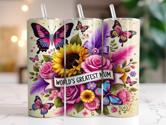 World’s Greatest Mum 20 Oz Tumbler Wrap Graphics